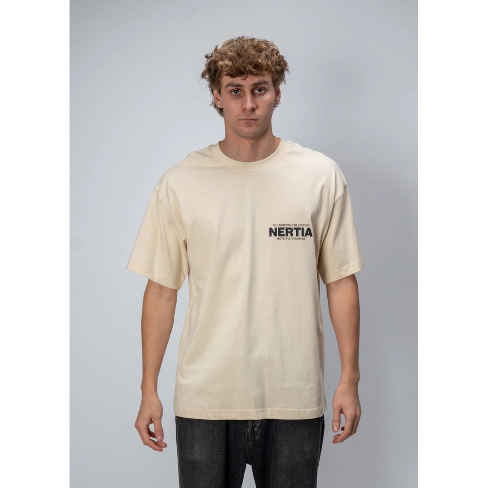 Nertia Fortuna Collection Move With Purpose Graphic Tee Cream Beige Mens Large